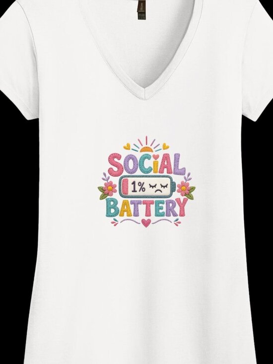 Gildan Tops - Social Battery 1% Women's Gildan Softstyle V-Neck Tee - Multiple Sizes and Color